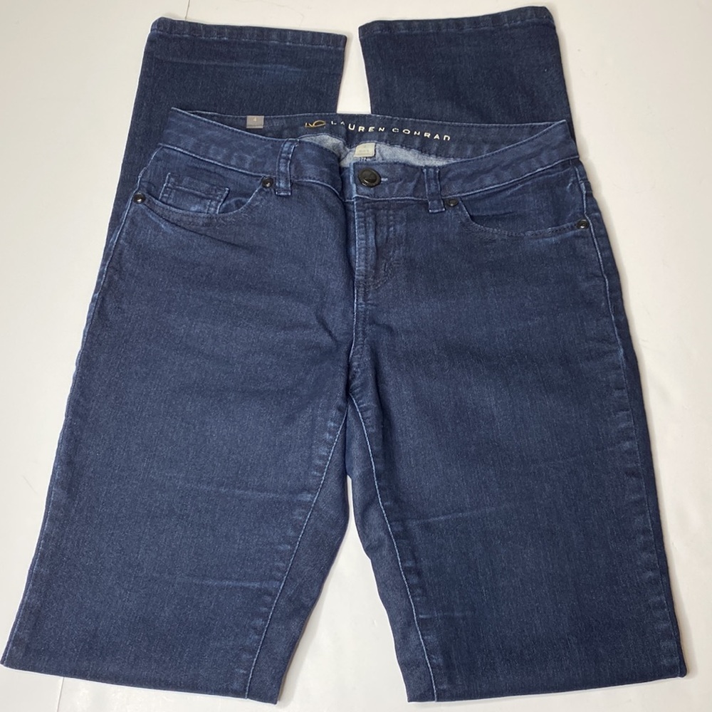 LC Lauren Conrad Straight Leg Dark Blue Denim Jeans Womens Size 4